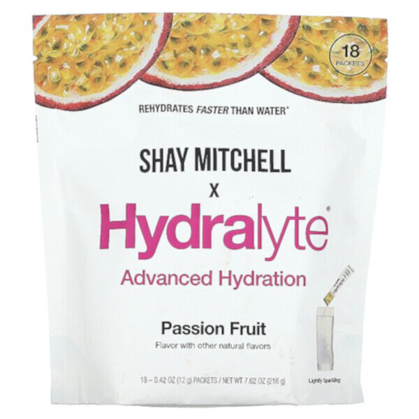Shay Mitchell, Advanced Hydration, маракуйя, 18 пакетов по 0,42 унции (12 г) каждый Hydralyte