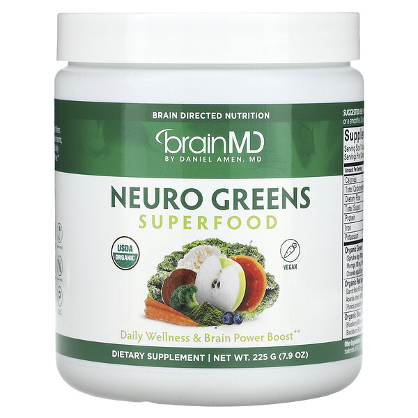 Суперпродукт Neuro Greens, 7,9 унции (225 г) BrainMD