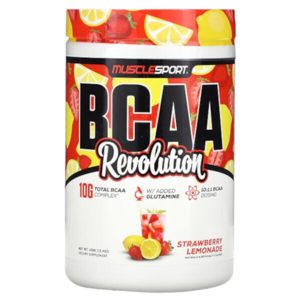 BCAA, Revolution, клубничный лимонад, 15,9 унций (450 г) MuscleSport