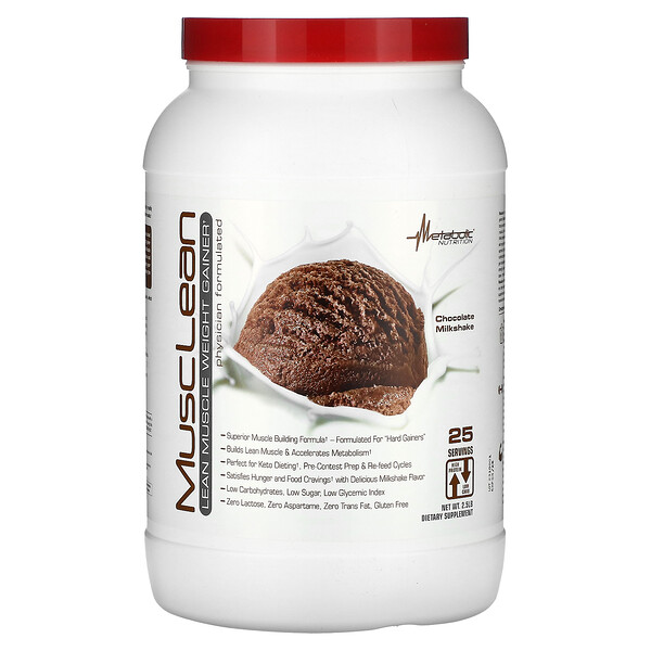 MuscLean, Средство для набора мышечной массы, шоколадный молочный коктейль, 2,5 фунта Metabolic Nutrition