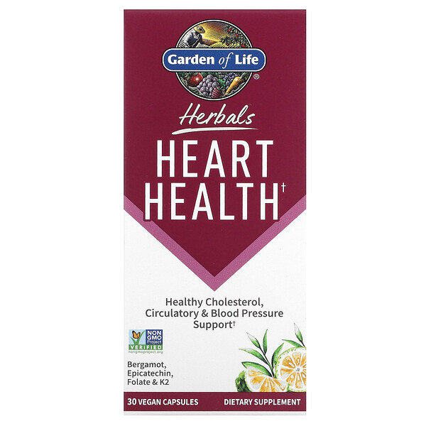 Травы для здоровья сердца, сладкий цитрус - 30 веганских капсул - Garden of Life Garden of Life