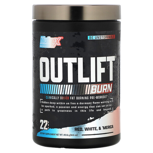 Outlift, Burn, Red, White и 'Merica, 14,6 унций (413,6 г) Nutrex Research