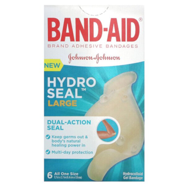 Лейкопластыри, Hydro Seal, большие, 6 шт. Band Aid