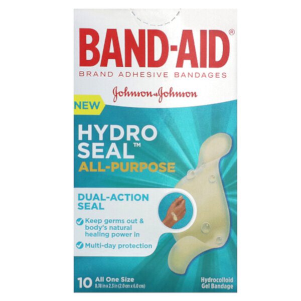 Лейкопластыри, Hydro Seal, универсальные, 10 шт. Band Aid