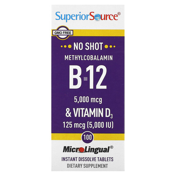 Метилкобаламин B-12 и витамин D3, 100 мгновенно растворяющихся таблеток MicroLingual Superior Source