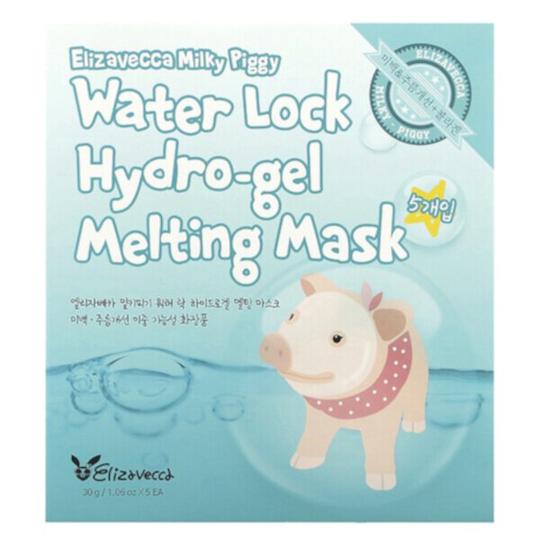 Milky Piggy, Тающая косметическая маска с гидрогелем Water Lock, 5 тканевых масок, 30 г (1,06 унции) каждая Elizavecca