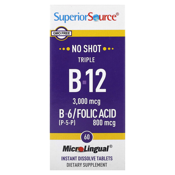 Тройной B-12, B-6, Фолиевая кислота - 60 мгк - Superior Source Superior Source