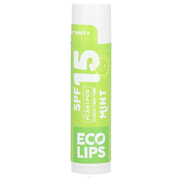 Солнцезащитный бальзам для губ, SPF 15, мята, 0,15 унции (4,25 г) Eco Lips Inc.