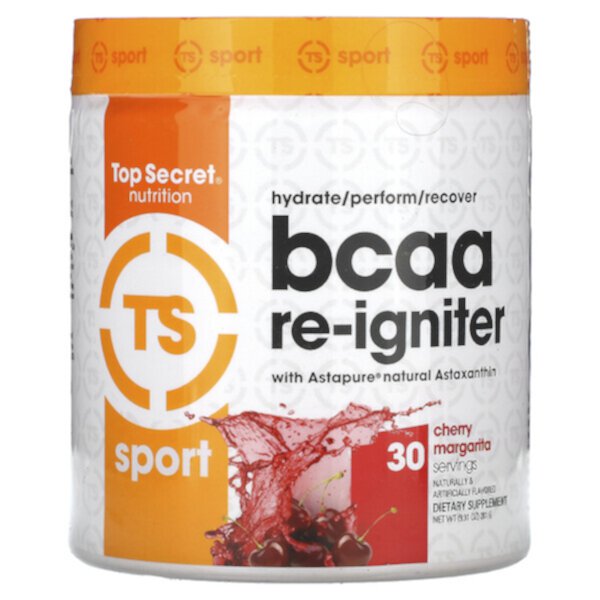 Sport, BCAA Re-Igniter с астаксантином Astapure Nautral, вишнёвая маргарита, 9,91 унции (281 г) Top Secret Nutrition