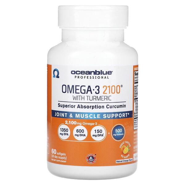 Omega-3 2100 с куркумой - Природный апельсин - 60 капсул - Oceanblue Oceanblue