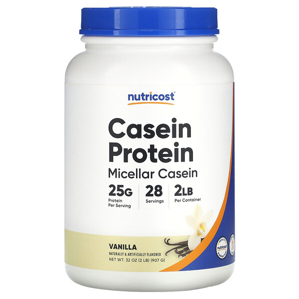 Казеиновый протеин, ваниль, 2 фунта (907 г) Nutricost