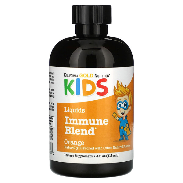 Жидкая иммунная смесь для детей, без алкоголя, апельсиновый вкус, 4 жидких унции (118 мл) California Gold Nutrition