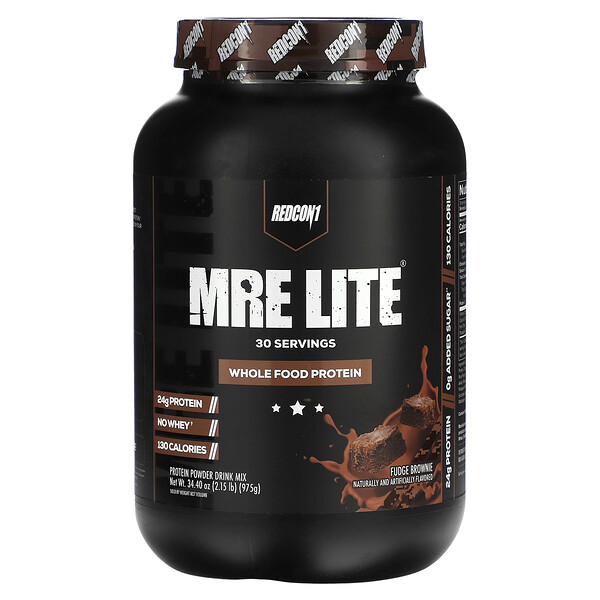MRE Lite, Цельнопищевой белок, шоколадный брауни, 2,15 фунта (975 г) Redcon1