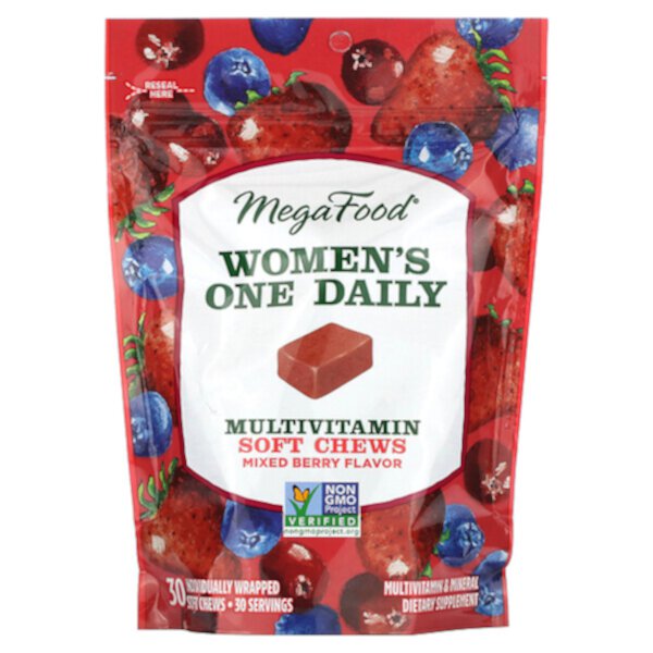 Мультивитамины для женщин на один день, ягодная смесь, 30 мягких жевательных конфет в индивидуальной упаковке MegaFood