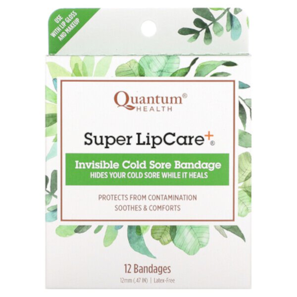 Super LipCare+, Invisible Cold Sore Badges, 12 Bandages Quantum