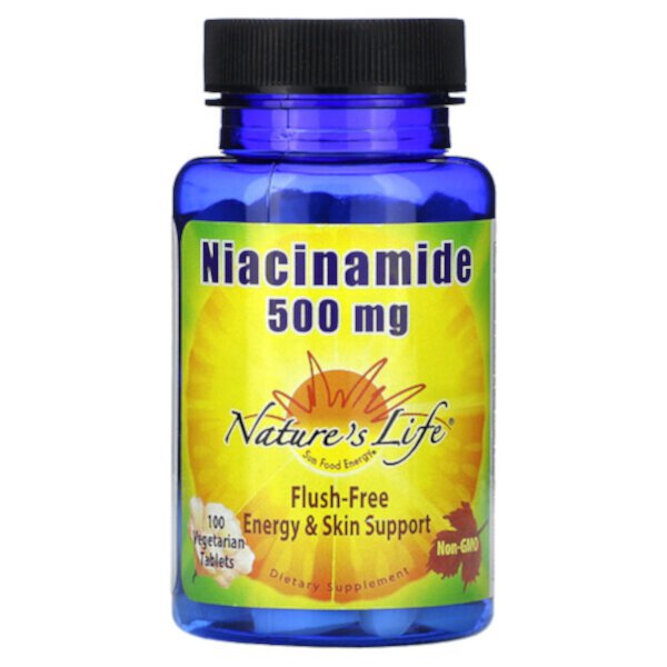 Ниацинамид, 500 мг, 100 вегетарианских таблеток Nature's Life