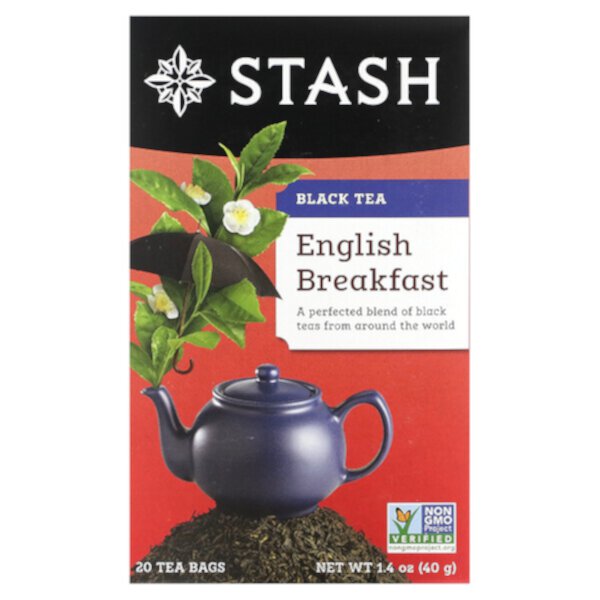 Черный чай, Английский завтрак, 20 чайных пакетиков, 1,4 унции (40 г) Stash
