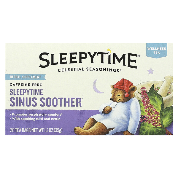 Чай для здоровья Sleepytime, успокаивающий дыхание, без кофеина, 20 пакетиков, 35 г Celestial Seasonings