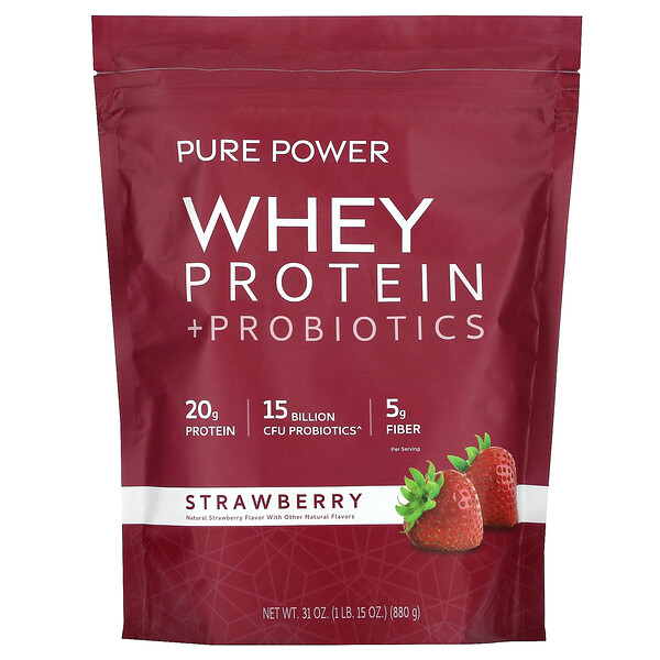 Pure Power, Сывороточный протеин + пробиотики, клубника, 880 г (1 фунт 15 унций) Dr. Mercola