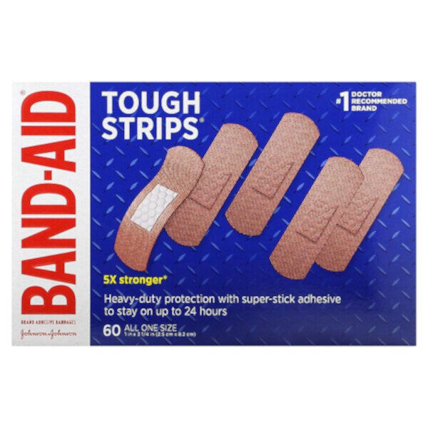 Лейкопластыри, жесткие полоски, 60 шт. Band Aid