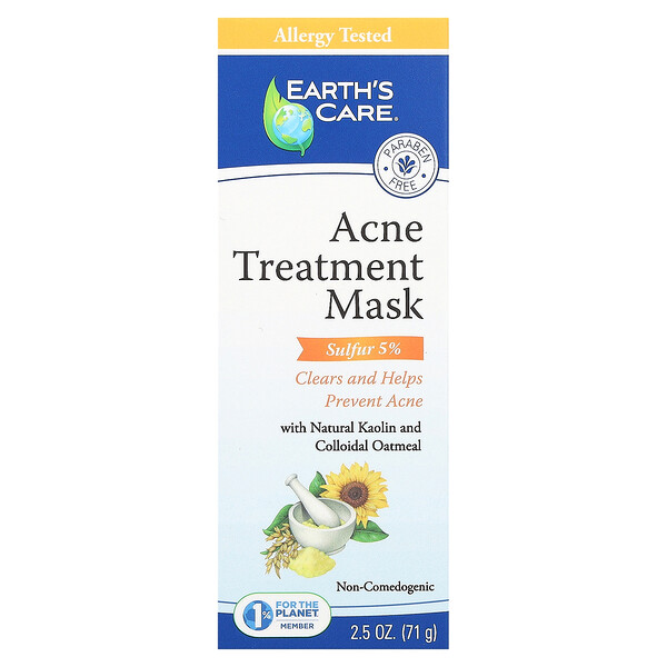 Косметическая маска для лечения прыщей, 2,5 унции (71 г) Earth's Care
