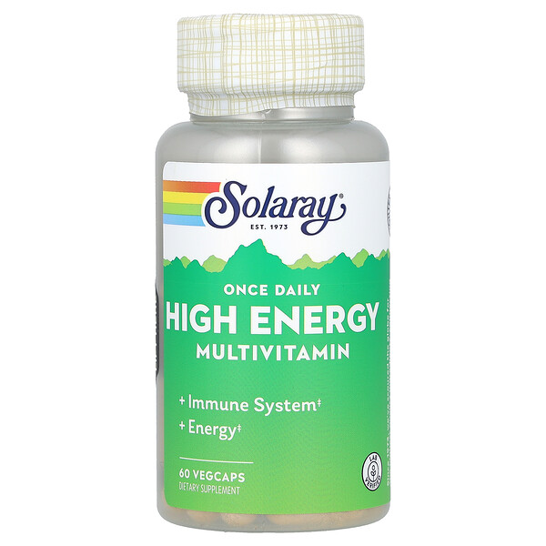 Однократный прием высокой энергии, Мультивитамины - 60 растительных капсул - Solaray Solaray