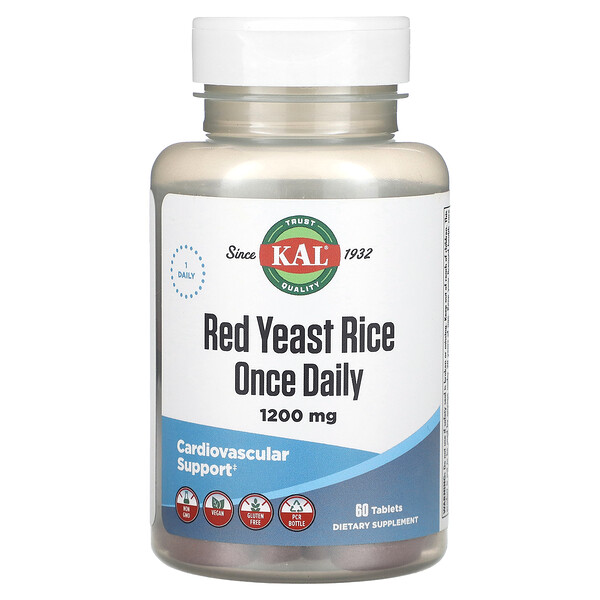Красный дрожжевой рис, 1200 мг, 60 таблеток KAL
