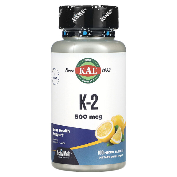 K-2, Лимон, 500 мкг, 100 микротаблеток KAL