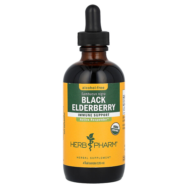 Черная бузина, без спирта, 4 жидких унции (120 мл) Herb Pharm