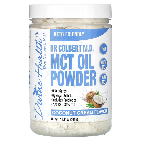 Dr Colbert MD MCT Oil Powder, кокосовые сливки, 11,11 унции (315 г) Divine Health