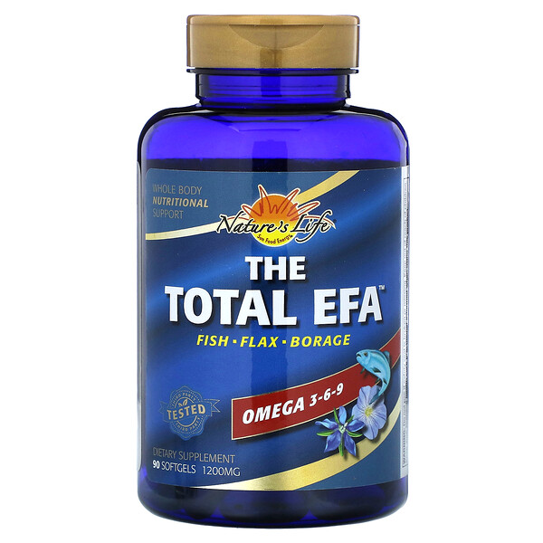 The Total EFA, Омега 3-6-9, 1200 мг, 90 мягких таблеток Nature's Life