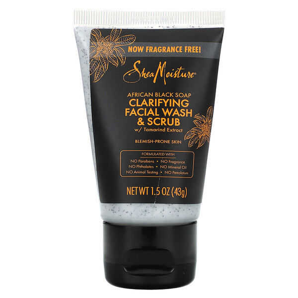 African Black Soap, Clarifying Facial Wash & Scrub, Fragrance Free, 1.5 oz (43 g) SheaMoisture