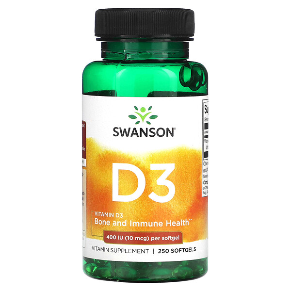Витамин D3 - 400 МЕ (10 мкг) - 250 мягких капсул - Swanson Swanson