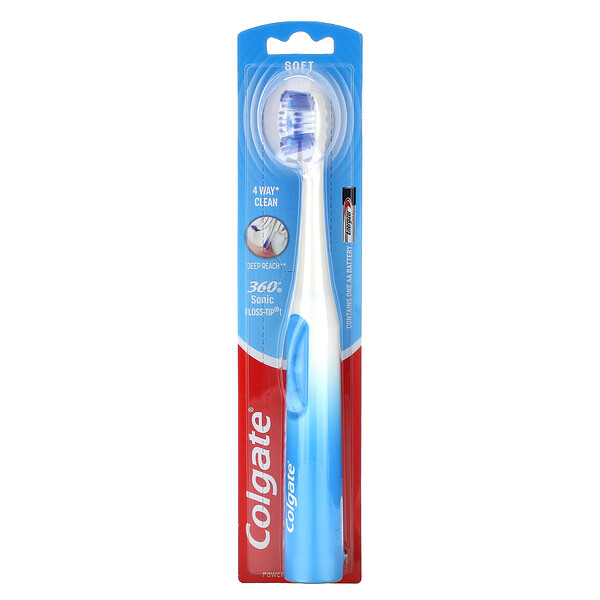 360 Sonic Floss-Tip, Powered Battery Toothbrush, 1 Toothbrush Colgate