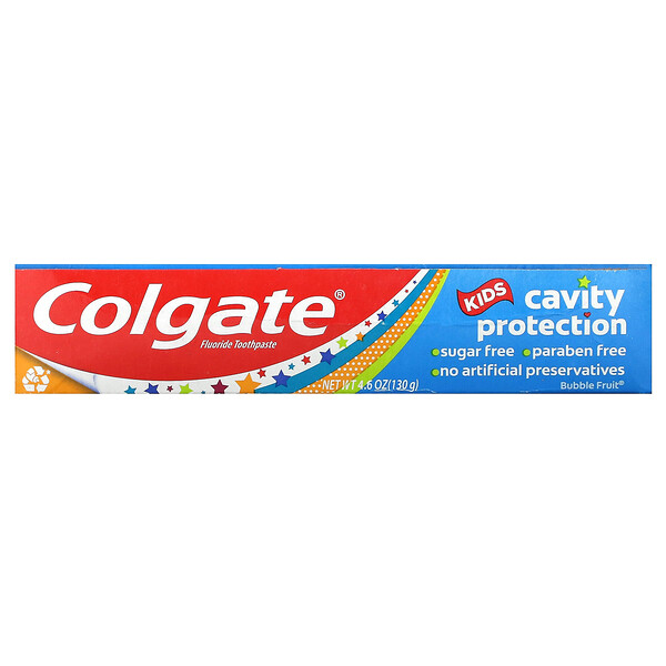 Kids, Зубная паста с фтором для защиты полости рта, Bubble Fruit, 4,6 унции (130 г) Colgate