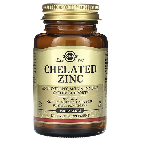 Chelated Zinc , 100 Tablets (Таблетки) Solgar