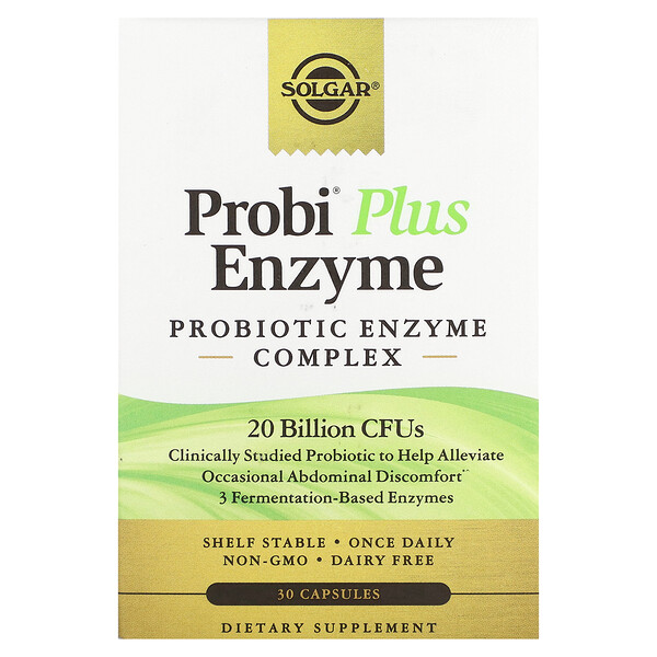 Probi Plus Enzyme, Пробиотический Ферментативный Комплекс, 20 миллиардов КОЕ, 30 капсул - Solgar Solgar
