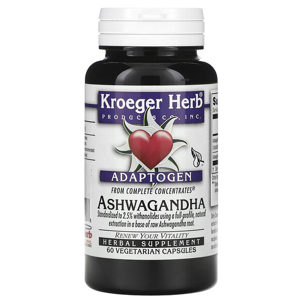 Ашваганда, 60 вегетарианских капсул Kroeger Herb Co