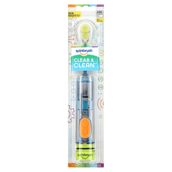 Clear & Clean, Powered Toothbrush, 3 + Years, Soft, 1 Powered Toothbrush Spinbrush