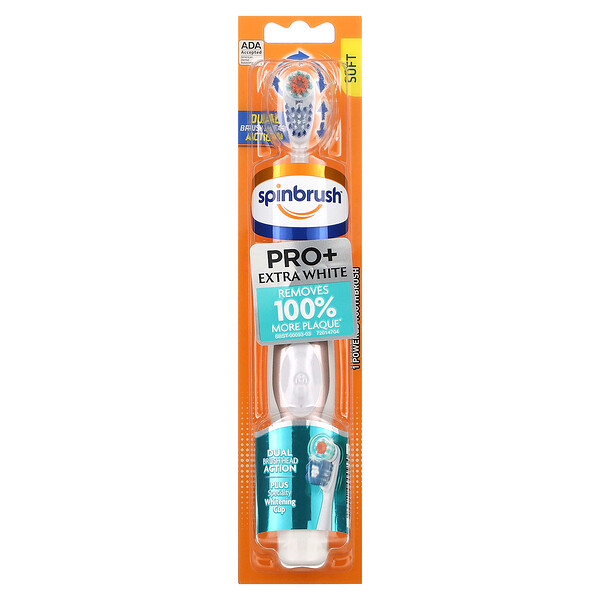 Pro+ Extra White, Powered Toothbrush, Soft, 1 Toothbrush Spinbrush
