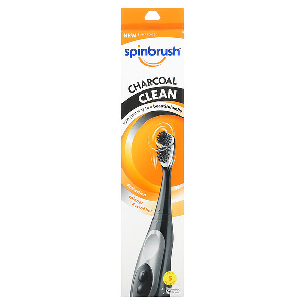 Charcoal Clean, Электрическая зубная щетка, мягкая, 1 зубная щетка Spinbrush
