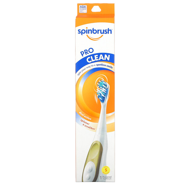 Pro Clean, Электрическая зубная щетка, мягкая щетина, 1 зубная щетка Spinbrush