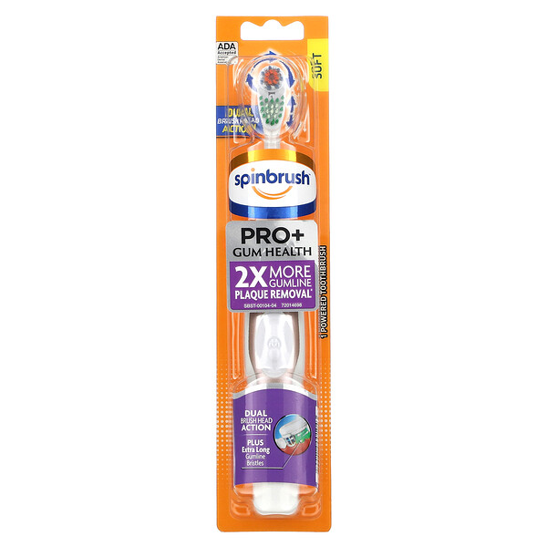 Pro + Gum Health, Электрическая зубная щетка, мягкая, 1 зубная щетка Spinbrush