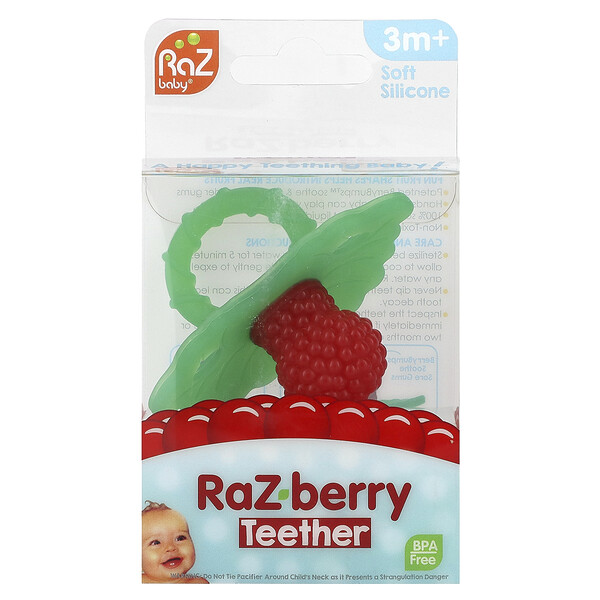 Прорезыватель RaZ-berry, от 3 месяцев, зеленый/красный, 1 шт. RAZBaby