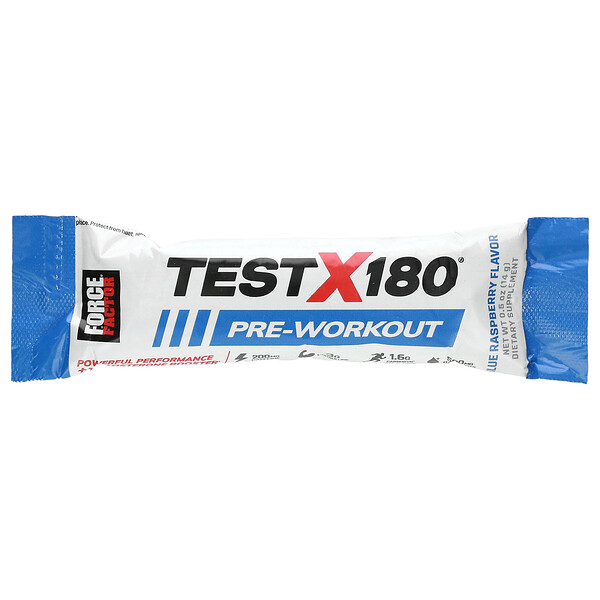 Предтренировочный комплекс Test X180, голубая малина, 1 палочка, 0,5 унции (14 г) Force Factor