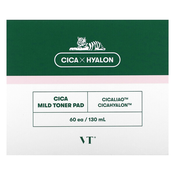 Cica Mild Toner Pad, 60 подушечек, 130 мл VT Cosmetics