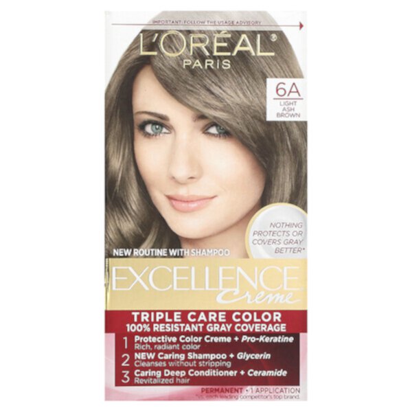 Excellence Creme, Triple Care Color, 6А светло-пепельно-коричневый, 1 применение L'oreal