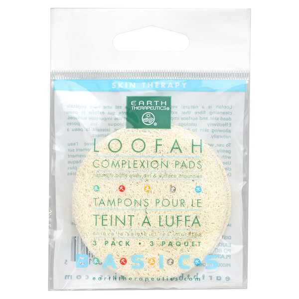 Basics, Loofah Complexion Pads, 3 Pads Earth Therapeutics