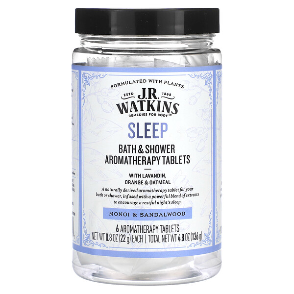Таблетки для ароматерапии для сна, ванны и душа, монои и сандал, 6 таблеток по 0,8 унции (22 г) каждая J R Watkins