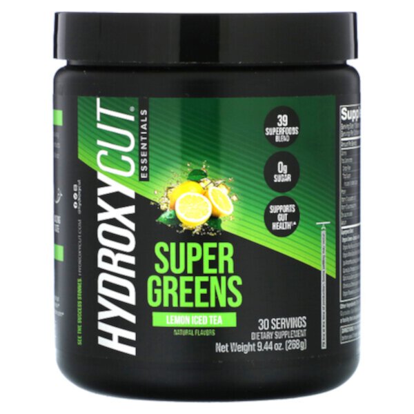Essentials, Super Greens, чай со льдом с лимоном, 9,44 унции (268 г) Hydroxycut
